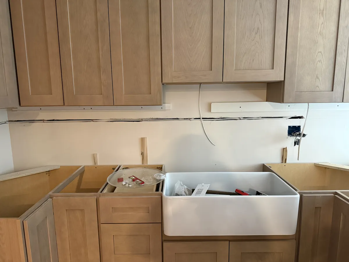 Kitchen renovation with new boxes and wiring for lighting